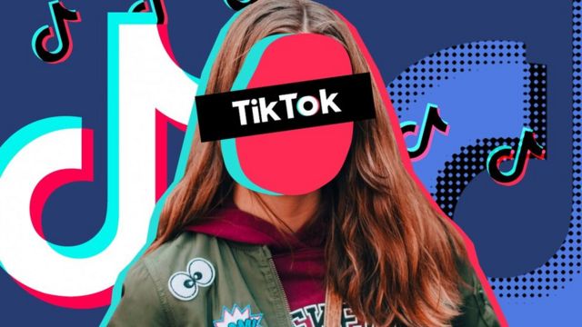 Biểu trưng TikTok với một cô gái ẩn danh